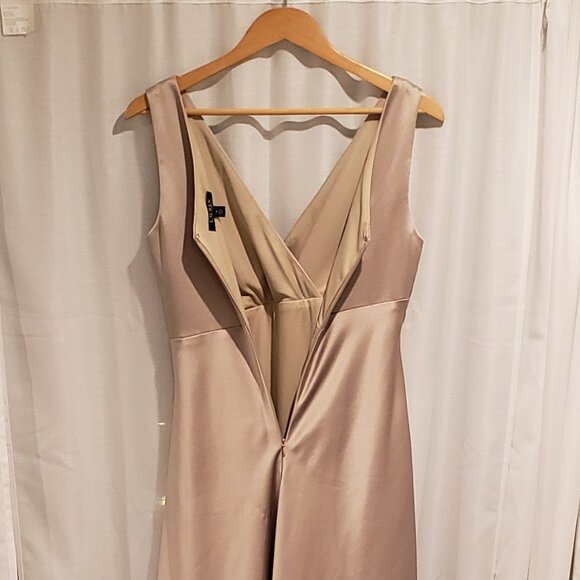 Lauren Ralph Lauren Gold Satin Mid Length Cocktail Evening Party Dress  Size 4 - Picture 10 of 12